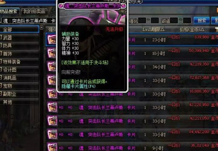 DNF所有的粉卡片都叫什么名字