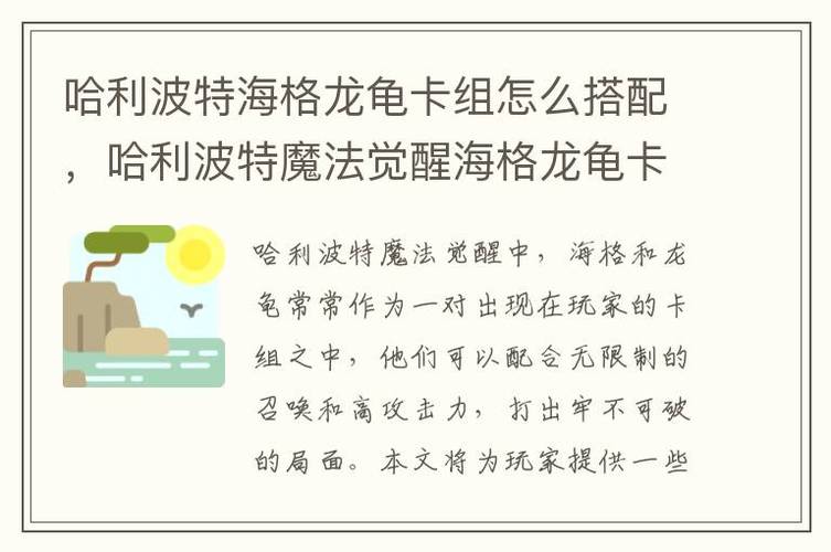 哈利波特魔法觉醒海格龙龟最强上分攻略-一听下载站