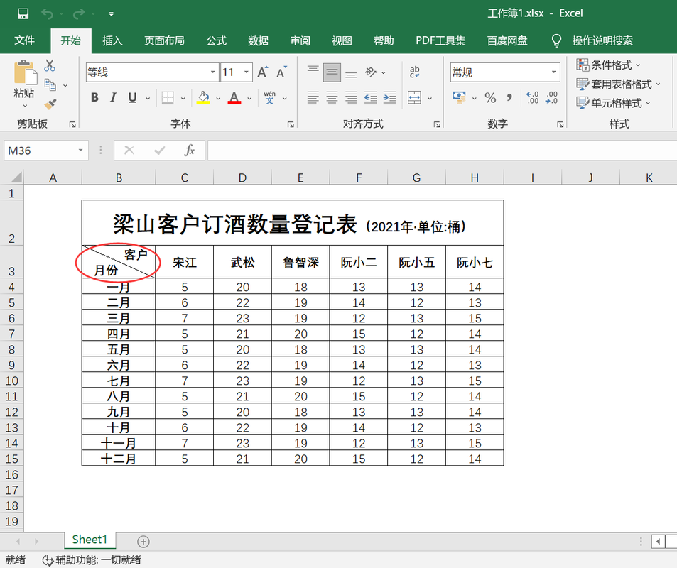 excel表头设置