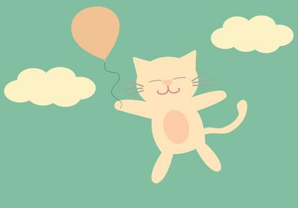 天空与猫与气球 天空与猫与气球
