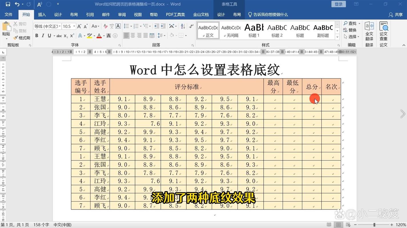 设置表格底纹