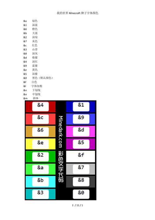 我的世界颜色名字