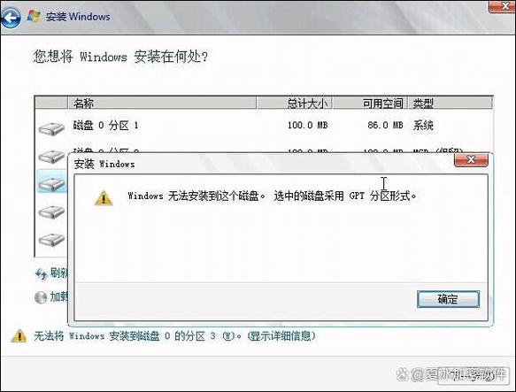 无法将windows安装到这个磁盘_磁盘无法安装win10_无法安装到该磁盘