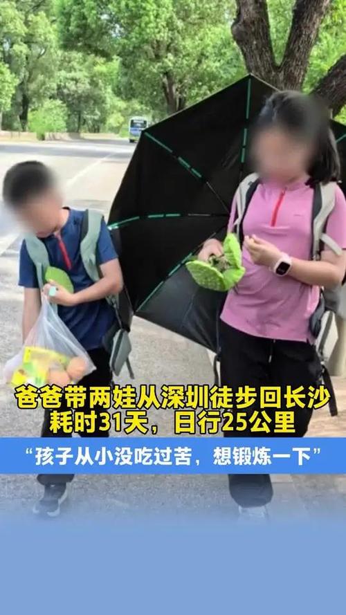 爸爸带两娃从深圳徒步回长沙