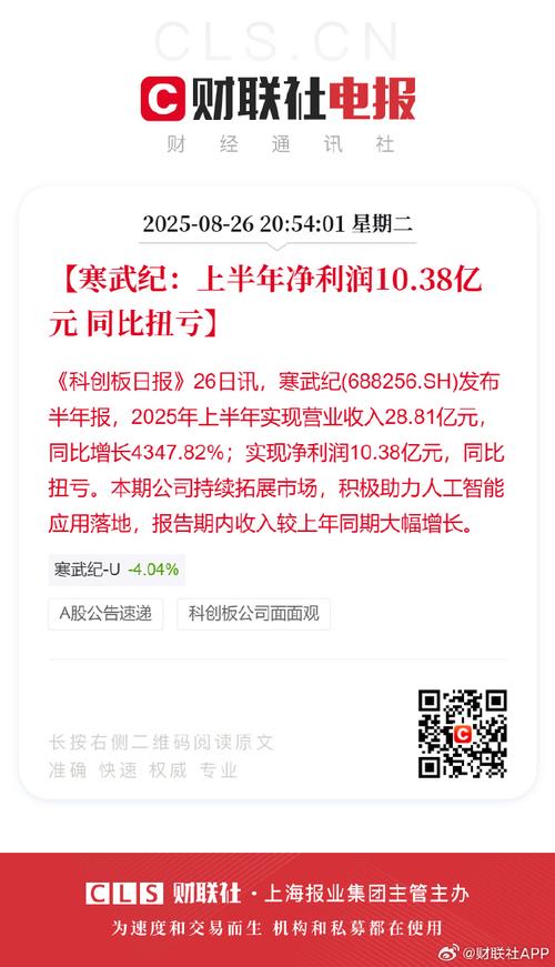 寒武纪发公告:预计全年营收50至70亿