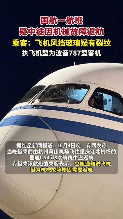 国航一航班因氧气面罩系统故障返航