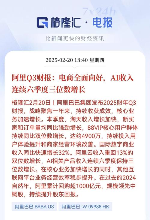 阿里巴巴二季度经营利润下降3%