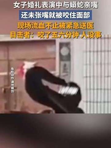 女子表演与蟒蛇亲嘴 未张嘴就遭攻击