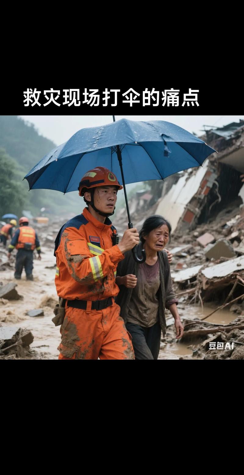 大雨中游客纷纷帮执勤武警战士撑伞
