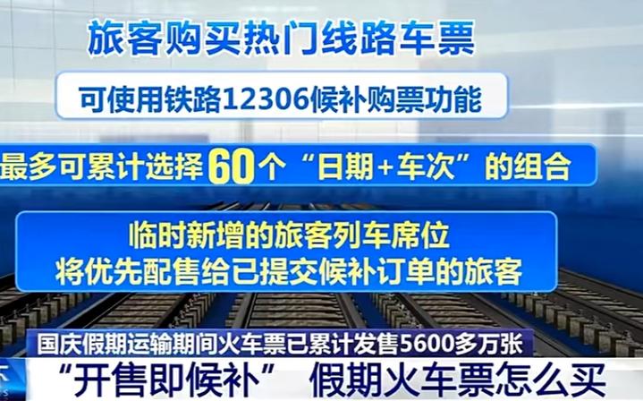 12306回应国庆开票即候补