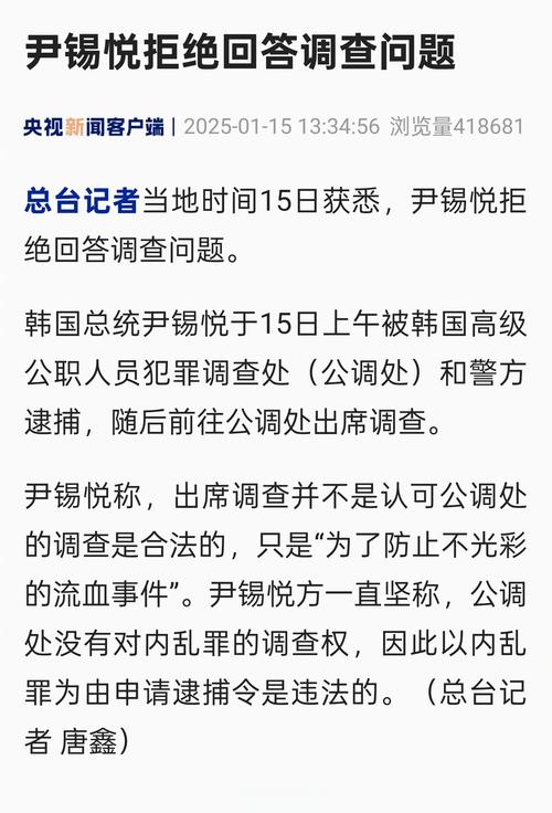 尹锡悦自述理由请求保释