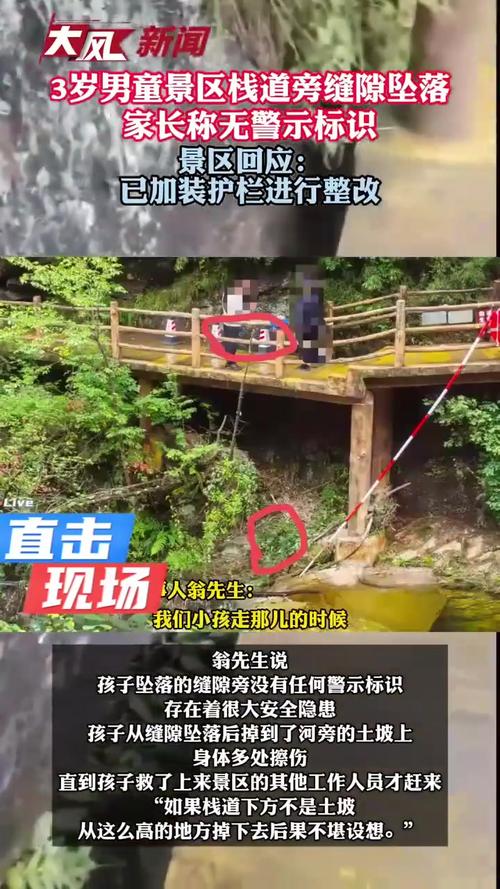 3岁男童从景区栈道旁缝隙坠落