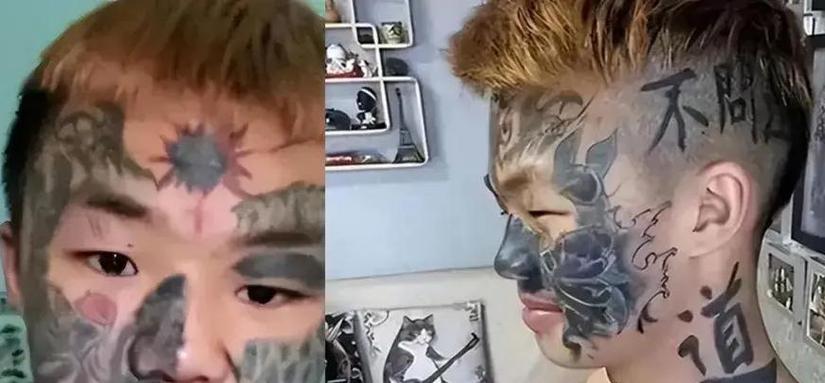 “纹面男孩”称再洗2次纹身就干净了