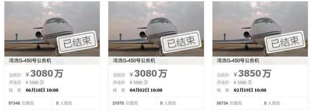 豪华公务机起拍价降至3080万元