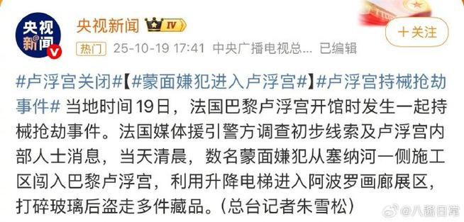 法媒发布窃贼卢浮宫作案视频
