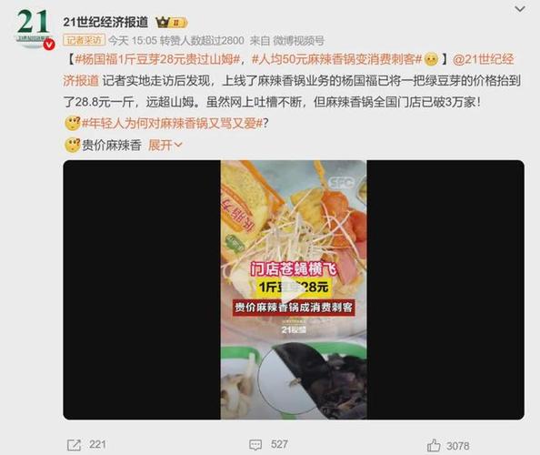 杨国福客服回应1斤豆芽卖28.8元