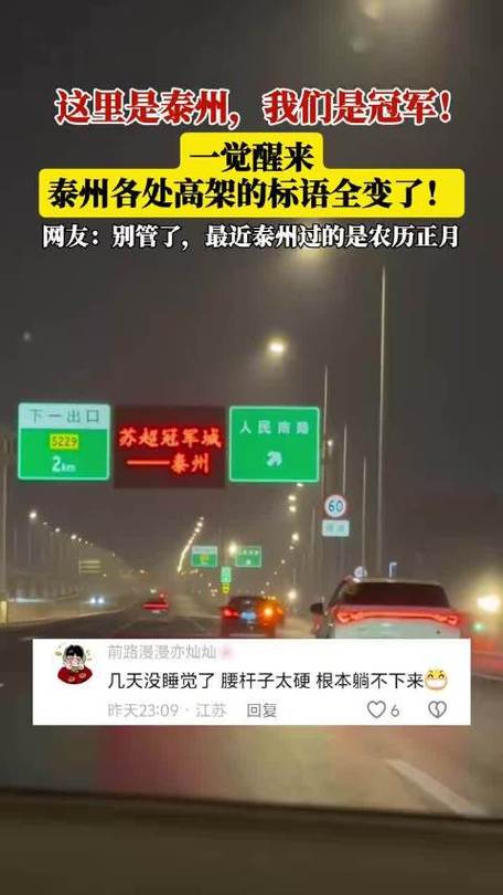 泰州夺冠后路牌都在炫耀