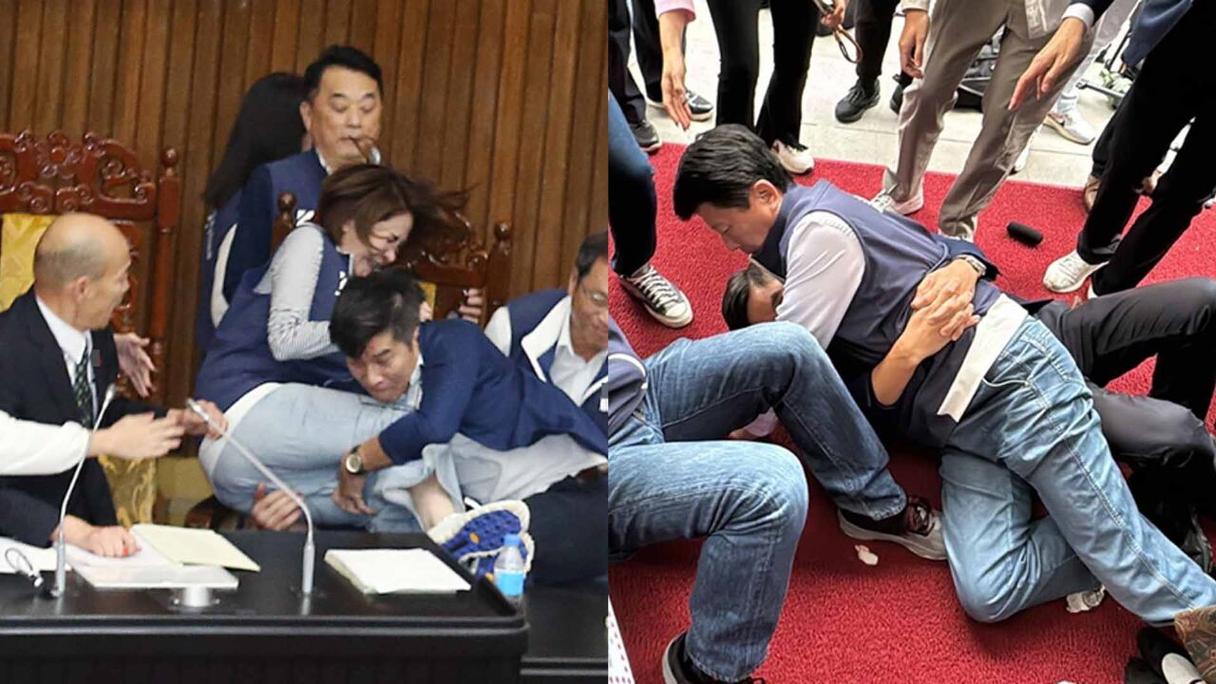 高雄市议会蓝绿民代爆发激烈冲突