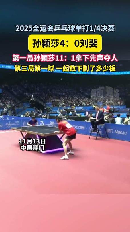 孙颖莎4-0横扫刘斐晋级4强